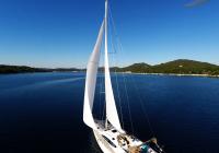 sailing yacht sailboat sails sea bay blue sky croatia sailing yacht